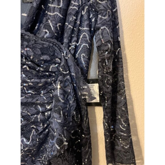 Marina Evening Dress 4 Navy Blue Sequin Lace Holiday Cruise Wedding Party NEW - Picture 8 of 9